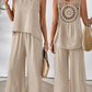 Women's Sleeveless Solid Color Back Hollow Lace Suit