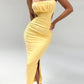 Backless Ruffle Hip Side Slit Long Dress