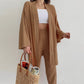 Costume décontracté camel pour femmes européennes et américaines, début d'automne, haut cardigan à manches longues, pantalon droit, tenue de maison, costume deux pièces