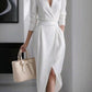 Women's Fashion Lapel Irregular Long Sleeve Dress