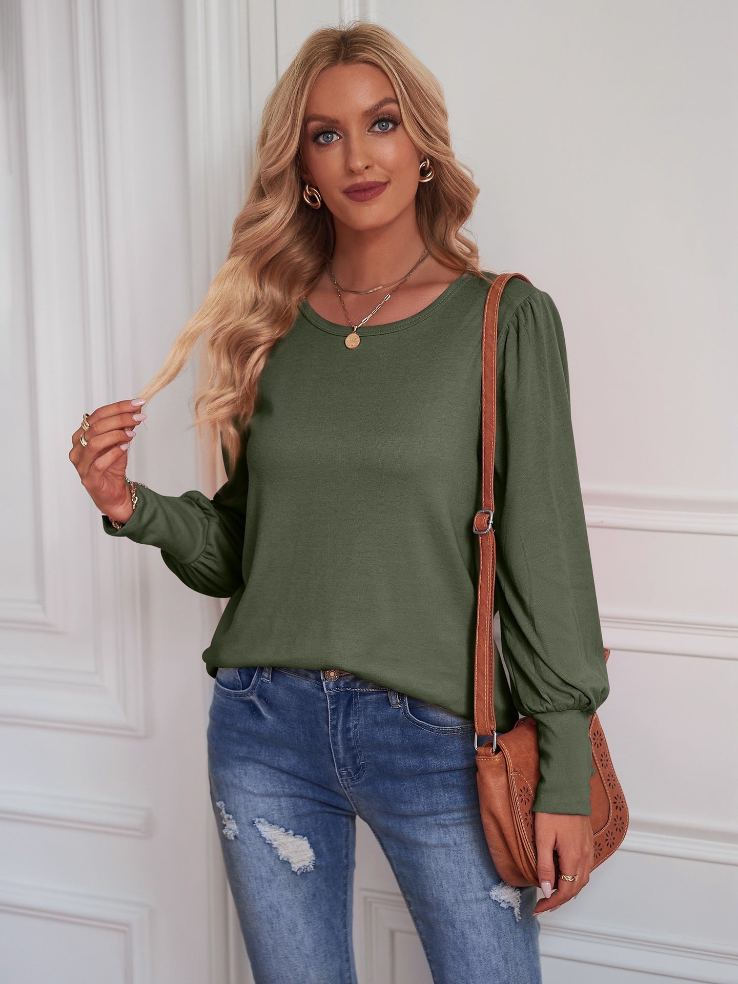 Women's Round Neck Loose Casual Shirt