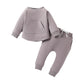 Pull à manches longues et pantalon de couleur unie, vêtements deux pièces pour enfants