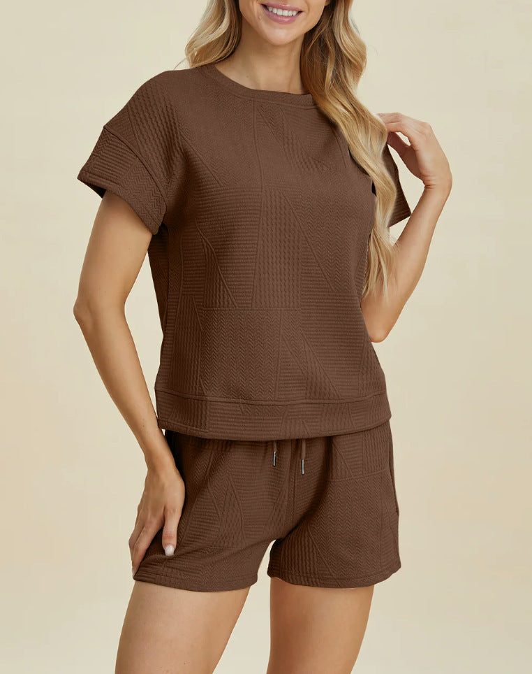 Ensemble short tendance en tissu texturé