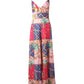 Shoulder Strap Deep V Wide Leg Pants Printed Long Jumpsuit
