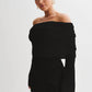 Robe courte à manches longues et épaules dénudées pour femme