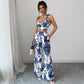 V-neck Strap Vest Loose Wide Leg Pants