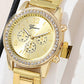 Women's Three-eye Quartz Diamond-embedded Watch