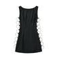 New Metal Decoration Seaside Vacation Style White Dress Female