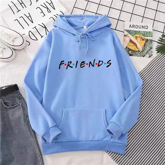 Sweat-shirt à capuche à manches longues et imprimé Letter Friend pour femme
