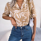 Fashion Tie Dye Printed Short Sleeve Shirt Summer Casual Lapel Shirt Tops For Womens Clothing