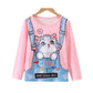Haut à manches longues pour petite fille, motif chaton mignon, cadeau pour enfants, fête