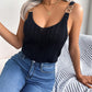 Spring And Summer Leisure Metal Buckle V-neck Hollow Top