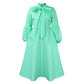 Puff Sleeve Bow Lace-up Large Skirt High Waist Dress