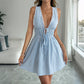 Resort-style Strap Sleeveless Striped Backless Dress