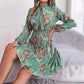 Jupe plissée à manches longues et lacets à taille contrôlée, style européen et américain, automne et hiver, élégante, à fleurs