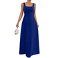 Robe décontractée sans manches à col carré et couleur unie pour femme