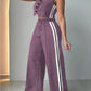Fashionable Sleeveless Cropped Pants Suit With Pockets