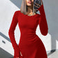European And American-style Women's Solid-color Back-tie Waist-hugging Dress High-waisted A-line Skirt