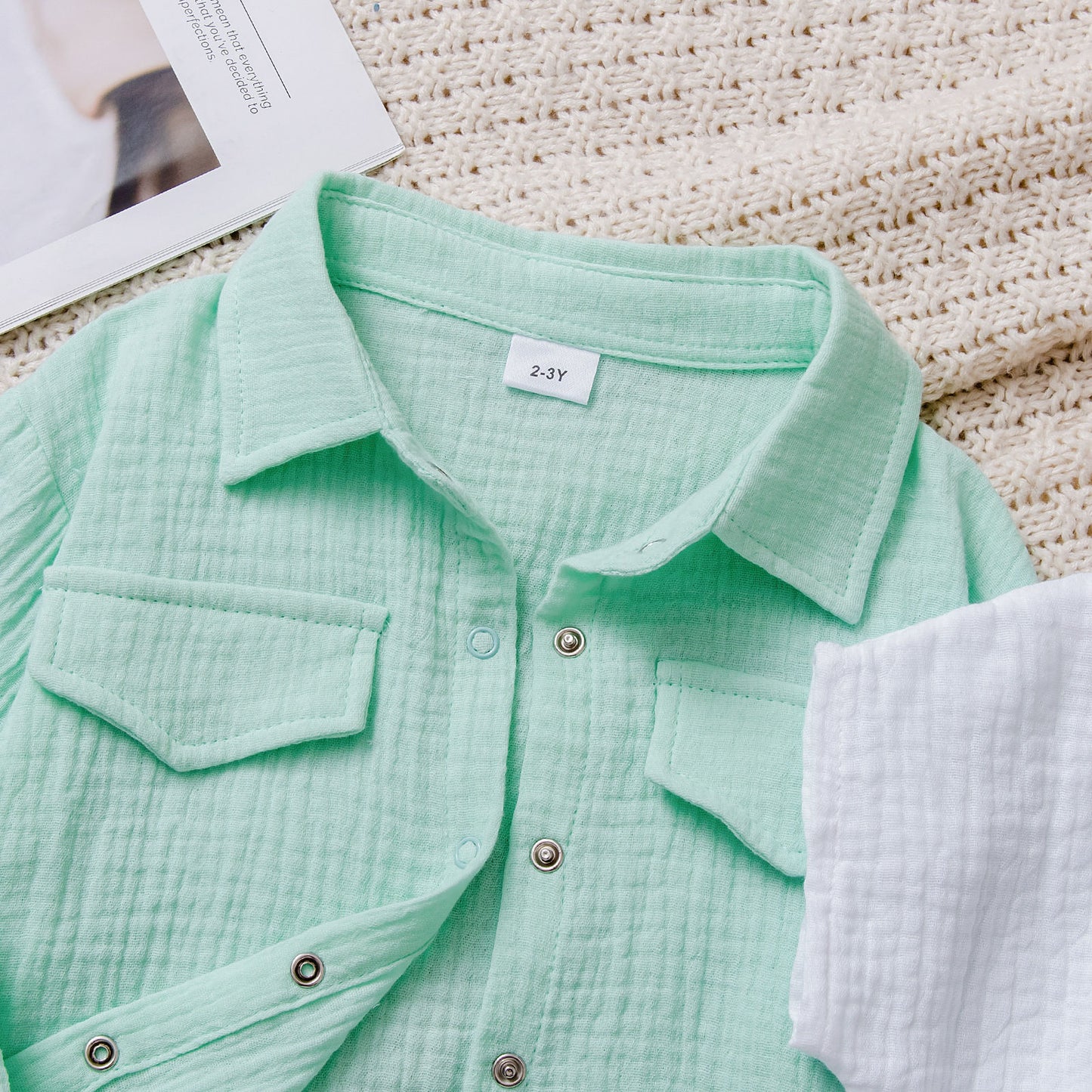 Knitted Solid Color Long Sleeve Lapel Shirt Undershirt