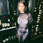 Women's Fashion 3D Body Print Round Neck Long Sleeve Slim Hip Bag Dress