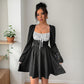 Elegant And Dignified Women's Long Sleeve Contrasting-color Dress