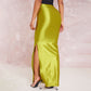 Jupe fourreau mi-longue taille haute en satin multicolore drapé européen et américain d'été