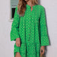 Printing Gilded Pleated Bell Sleeve Loose Dress