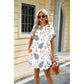 Robe ample imprimée à col rond et manches courtes