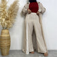 Fashion Printed Satin Full Button Long Cardigan And Pocket Pants Set