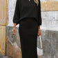 Long Sleeve Narrow Knit Casual Long Dress Suit