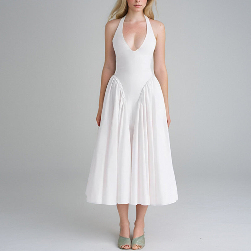 Women's Elegant V-neck White Party Dress