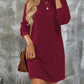 Women's Long-Sleeve Round-Neck Knitted Solid-Color Dress