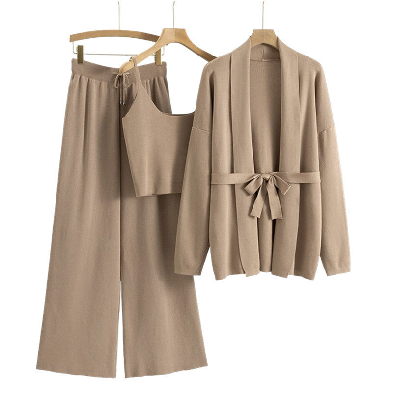 Veste cardigan ample et décontractée pour femme, pantalon large à bretelles