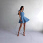 Fashion Square Collar Lace Up Fishbone Waist Dress