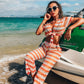 Solid Color Split Beach Suit Mesh