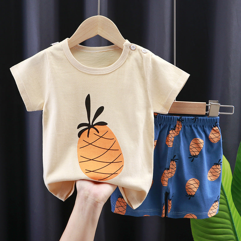 Ensemble t-shirt d'été à manches courtes pour enfant en pur coton