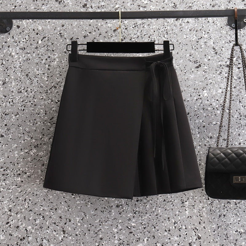 Ladies Irregular High Waist Pleated Skirt Suit