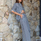 Striped Long Sleeve Cardigan Shirt Tube Top Wide Leg Pants Three-piece Set
