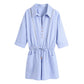 Casual Striped Cutout Side Drawstring Waist Jumpsuit