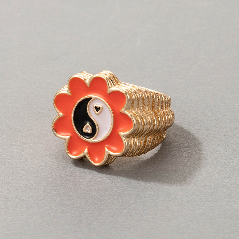 Cute Cartoon Dripping Oil Ins Wind Color Multi-element Single Ring