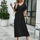 Robe trapèze ample à manches courtes et col en V pour femme