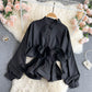 Ruffled Waist Temperament All-match Ladies Shirt Trend