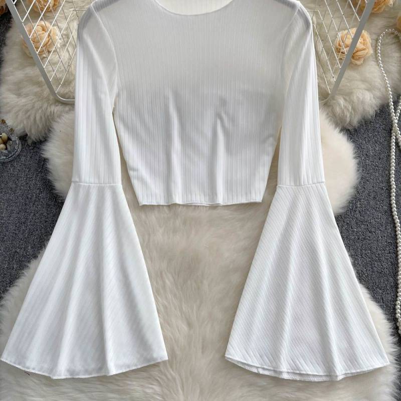 Women's Niche Design Flare Sleeve T-shirt Short Top