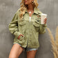 Perforated Coat Pocket Raglan Loose Jacket Women Denim
