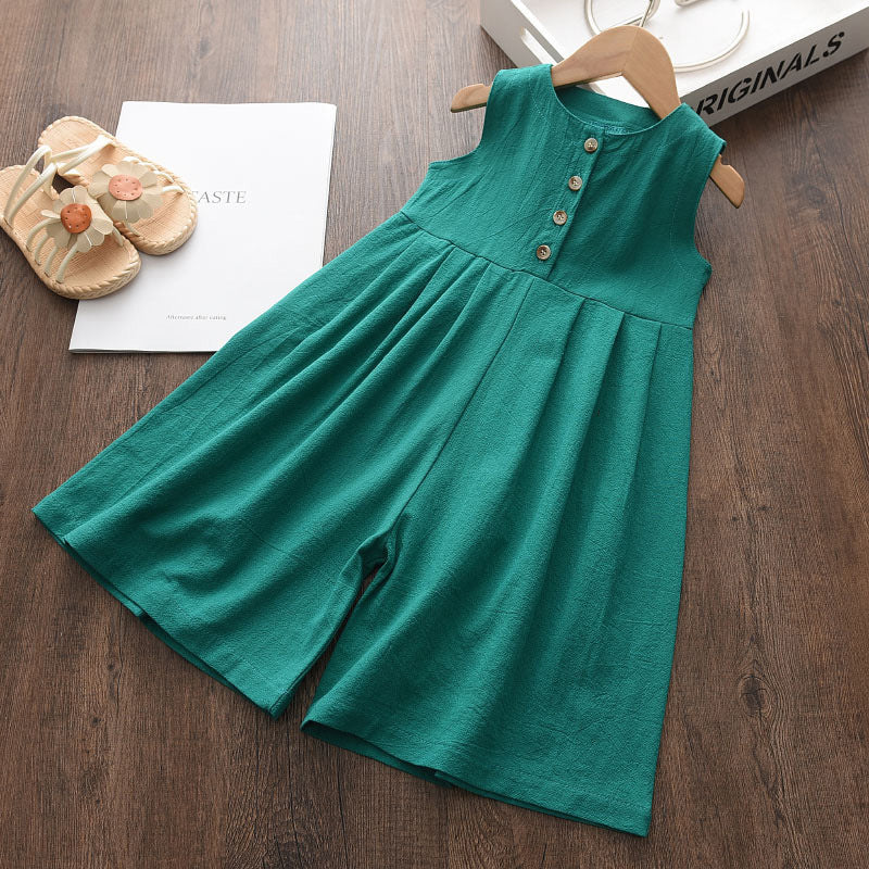 Combinaison ample sans manches pour fille, mode été