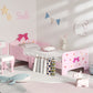 ZONEKIZ Princess Themed Kids Toddler Bed W  Cute Patterns, Safety Rails, For Ages 3 6 Years