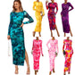 Printed Tight Pleated Slim Fit Dress