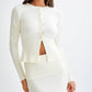 Knitted Sweater Turn Waist Mid-length Dress Set