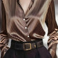 Autumn French Design Retro Stripe Niche Long Sleeve Shirt
