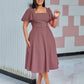 High-waisted Solid-color Elegant European And American-style Dress